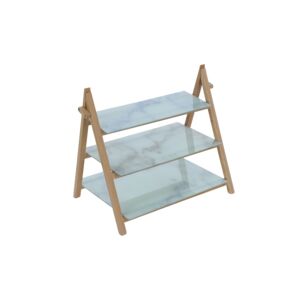 3 Layer Bamboo Cake Stand Brown and Grey 3 Layer Bamboo Cake Stand Brown and Grey